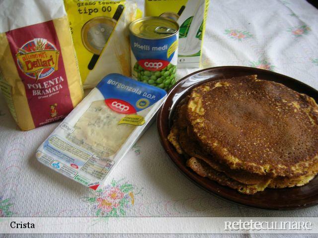 Lasagna of Cornmeal Pancakes, Peas, and Gorgonzola