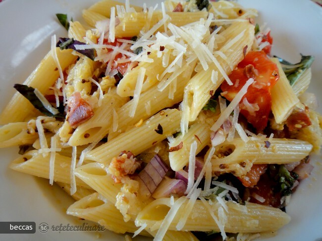 Penne with Chorizo, Vegetables and Manchego