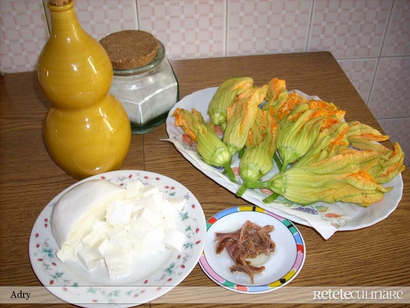 Salmon with stuffed zucchini flowers