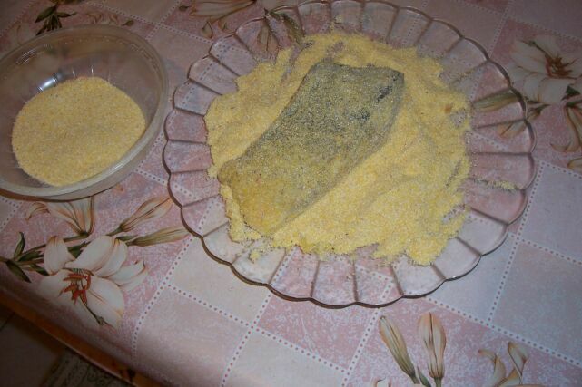 Breaded fish with cornmeal