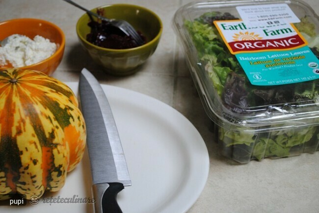 Salada de Inverno sobre Cama de Abóbora Assada